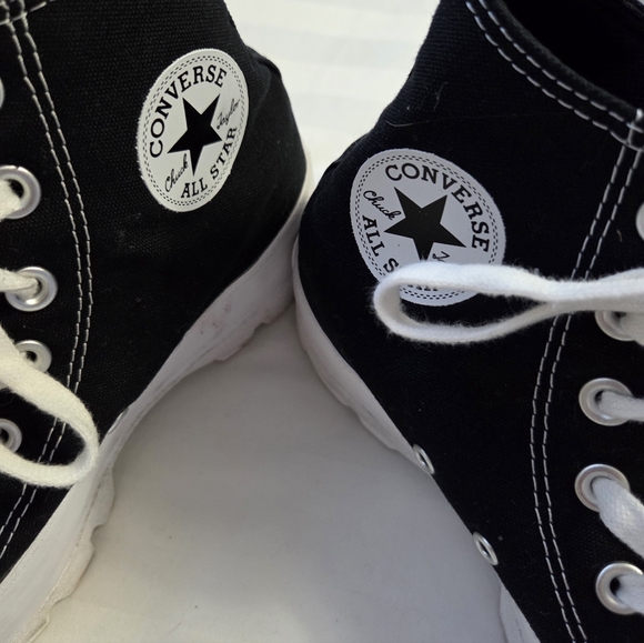 Converse Womens  Black and White High-Top Sneakers - Picture 2 of 5